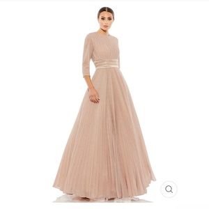 Mac Duggal | Dresses | Nwt Mac Duggal 3700 Shimmering Pleated Aline 34  Sleeve Gown Rose Gold Size 6 | Poshmark